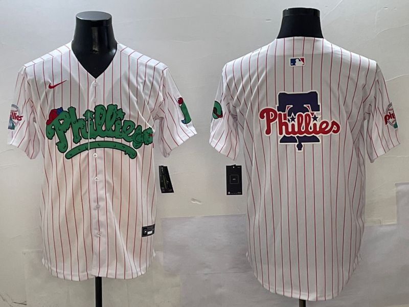 Men Philadelphia Phillies Blank White Fourth generation Joint Name Nike 2025 MLB Jersey style 4